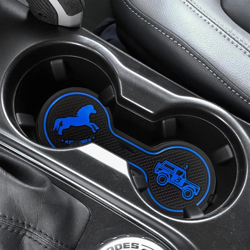 LSAUTO Car Cup Holder Coaster Compatible with Ford Bronco Offroad 2021-2025, Silicone Car Decorative Water Coaser, Bronco Car Accessories (Blue) - Image 3